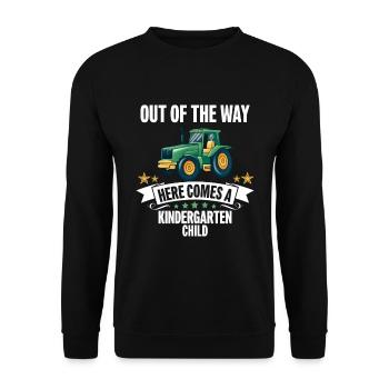 Out of the way here comes a kindergartner Tractor - Unisex Sweatshirt - black - Front - Alina (178cm) & Michal (187cm)