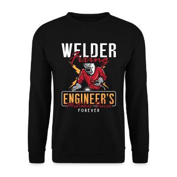 Welder Fixing Engineer's Welding Career Weld Iron - Unisex Pullover - Schwarz - Vorne - Alina (178cm) & Michal (187cm)