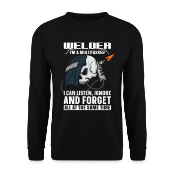 Welder I'm A Multitasker Welding Career Weld Iron - Unisex Pullover - Schwarz - Vorne - Alina (178cm) & Michal (187cm)