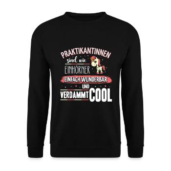 Praktikantinnen sind wie Einhörner - Unisex Pullover - Schwarz - Vorne - Alina (178cm) & Michal (187cm)