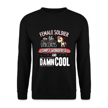 Soldiers are like unicorns Female soldier - Unisex Pullover - Schwarz - Vorne - Alina (178cm) & Michal (187cm)