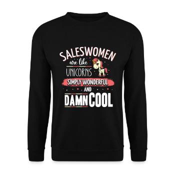 Les vendeuses sont comme des licornes Vendeuse - Sweat-shirt Unisexe - noir - Devant - Alina (178cm) & Michal (187cm)