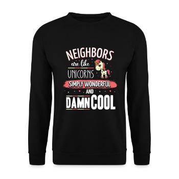 Les voisins sont comme le quartier des licornes - Sweat-shirt Unisexe - noir - Devant - Alina (178cm) & Michal (187cm)