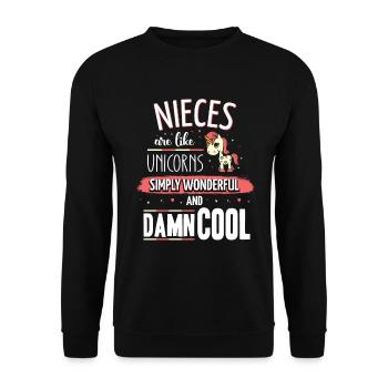 Les non-femmes sont comme des licornes Nièce - Sweat-shirt Unisexe - noir - Devant - Alina (178cm) & Michal (187cm)