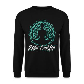 Méditation énergétique du Maître Reiki Spirituel - Sweat-shirt Unisexe - noir - Devant - Alina (178cm) & Michal (187cm)