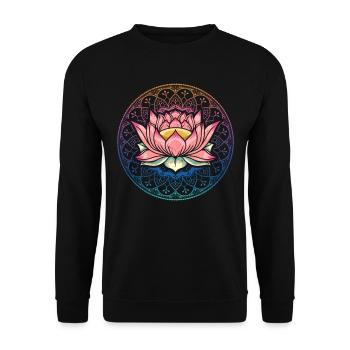 Lotus Mandala Spirituelle Reiki Meister Yoga - Unisex Pullover - Schwarz - Vorne - Alina (178cm) & Michal (187cm)