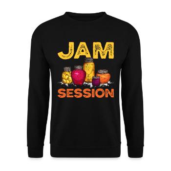 Jam Session Musiker Gelee Wortspiel - Unisex Pullover - Schwarz - Vorne - Alina (178cm) & Michal (187cm)