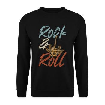 Retro Rock and Roll Musician Guitarist - Unisex Sweatshirt - black - Front - Alina (178cm) & Michal (187cm)