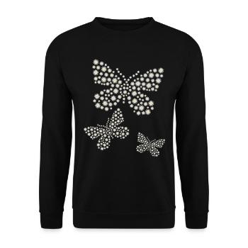 Daisy Butterfly Cute Flower - Unisex Sweatshirt - black - Front - Alina (178cm) & Michal (187cm)