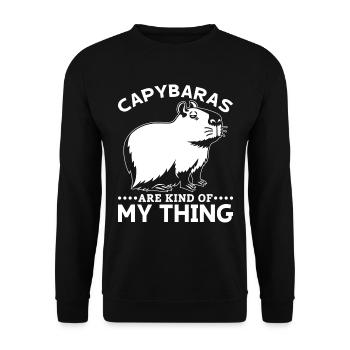 Capybara Lover Frauen Männer Capybaras - Unisex Pullover - Schwarz - Vorne - Alina (178cm) & Michal (187cm)