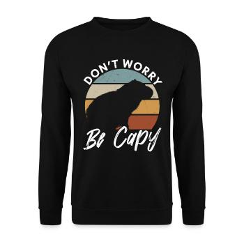 Tierliebhaber Happy Capybara - Unisex Pullover - Schwarz - Vorne - Alina (178cm) & Michal (187cm)