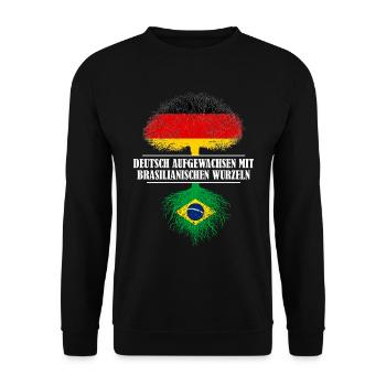 Deutsch mit brasilianischen Wurzeln - Unisex Pullover - Schwarz - Vorne - Alina (178cm) & Michal (187cm)