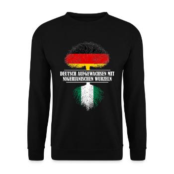 Deutsch mit nigerianischen Wurzeln - Unisex Pullover - Schwarz - Vorne - Alina (178cm) & Michal (187cm)