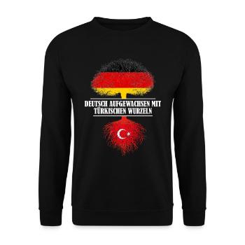 Deutsch mit türkischen Wurzeln - Unisex Pullover - Schwarz - Vorne - Alina (178cm) & Michal (187cm)