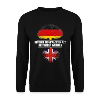 Deutsch mit britischen Wurzeln - Unisex Pullover - Schwarz - Vorne - Alina (178cm) & Michal (187cm)