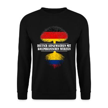 Deutsch mit kolumbianischen Wurzeln - Unisex Pullover - Schwarz - Vorne - Alina (178cm) & Michal (187cm)