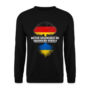 Deutsch mit ukrainischen Wurzeln - Unisex Pullover - Schwarz - Vorne - Alina (178cm) & Michal (187cm)