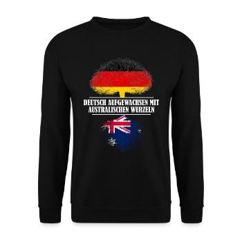 Deutsch mit australischen Wurzeln - Unisex Pullover - Schwarz - Vorne - Alina (178cm) & Michal (187cm)