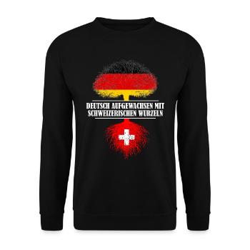 Deutsch mit schweizerischen Wurzeln - Unisex Pullover - Schwarz - Vorne - Alina (178cm) & Michal (187cm)