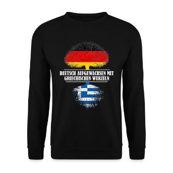 Deutsch mit griechischen Wurzeln - Unisex Pullover - Schwarz - Vorne - Alina (178cm) & Michal (187cm)