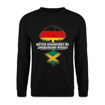 Deutsch mit jamaikanischen Wurzeln - Unisex Pullover - Schwarz - Vorne - Alina (178cm) & Michal (187cm)