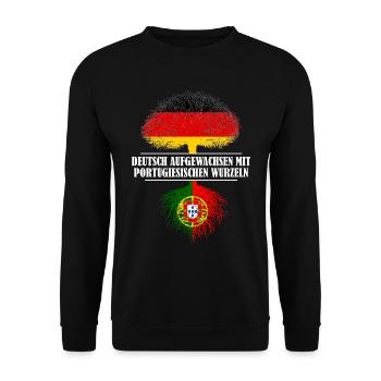 Deutsch mit portugiesischen Wurzeln - Unisex Pullover - Schwarz - Vorne - Alina (178cm) & Michal (187cm)