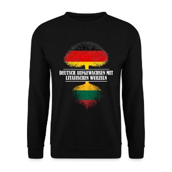 Deutsch mit litauischen Wurzeln - Unisex Pullover - Schwarz - Vorne - Alina (178cm) & Michal (187cm)