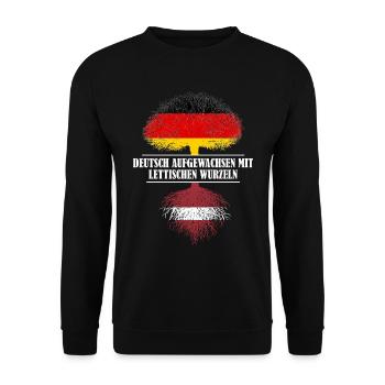 Deutsch mit lettischen Wurzeln - Unisex Pullover - Schwarz - Vorne - Alina (178cm) & Michal (187cm)