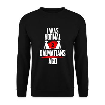 Ich war normal 2 Dalmatiner voher - Unisex Pullover - Schwarz - Vorne - Alina (178cm) & Michal (187cm)