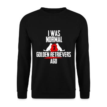 Ich war normal 2 Golden Retrievers voher - Unisex Pullover - Schwarz - Vorne - Alina (178cm) & Michal (187cm)