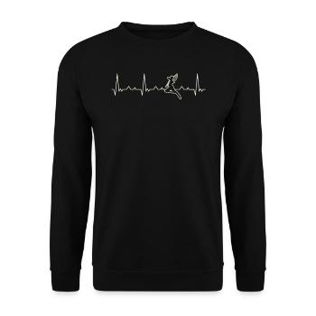 Bogenschützen und Pfeil. Herz. Liebe. Ekg. Impuls - Unisex Pullover - Schwarz - Vorne - Alina (178cm) & Michal (187cm)