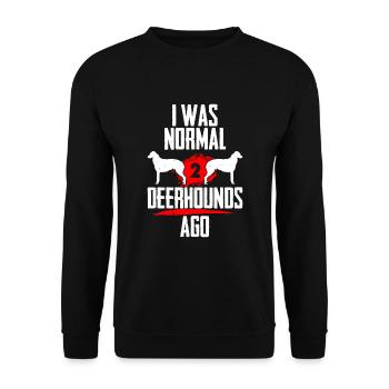 Ich war normal 2 Deerhounds voher - Unisex Pullover - Schwarz - Vorne - Alina (178cm) & Michal (187cm)
