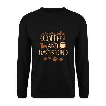Kaffee und Dackel - Unisex Pullover - Schwarz - Vorne - Alina (178cm) & Michal (187cm)