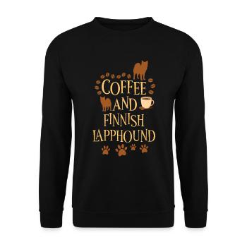 Café et Lapphund finlandais - Sweat-shirt Unisexe - noir - Devant - Alina (178cm) & Michal (187cm)