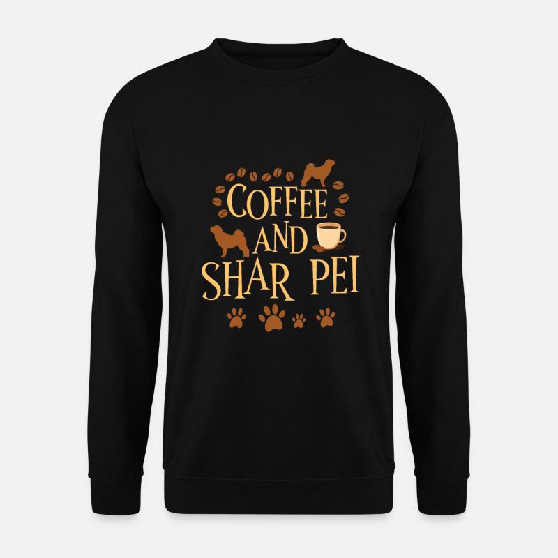 Kaffee und Shar Pei - Unisex Pullover - Schwarz