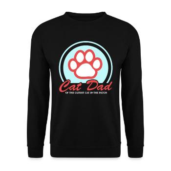 Katzenpapa Cat Dad Katzen Katzenbesitzer Geschenk - Unisex Pullover - Schwarz - Vorne - Alina (178cm) & Michal (187cm)