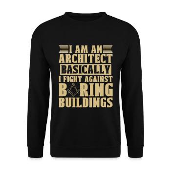 Je suis un architecte fondamentalement un bâtiment d’architecture - Sweat-shirt Unisexe - noir - Devant - Alina (178cm) & Michal (187cm)
