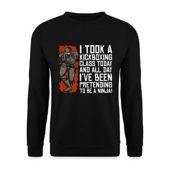 J’ai pris un cours de kickboxing kickboxer boxing fighter - Sweat-shirt Unisexe - noir - Devant - Alina (178cm) & Michal (187cm)