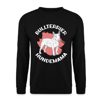 Bullterrier Hundemama Hundebesitzerin Geschenk - Unisex Pullover - Schwarz - Vorne - Alina (178cm) & Michal (187cm)