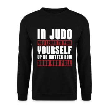 En Judo, vous apprenez le combat d’entraînement au karaté combattant - Sweat-shirt Unisexe - noir - Devant - Alina (178cm) & Michal (187cm)