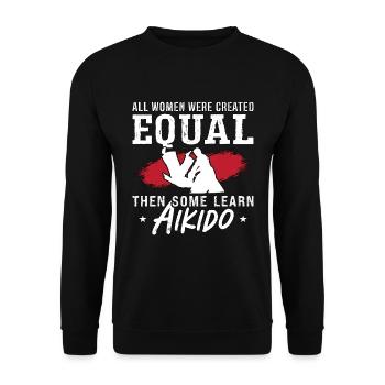 Aikido All Women Were Fighter Martial Arts Samurai - Unisex Pullover - Schwarz - Vorne - Alina (178cm) & Michal (187cm)
