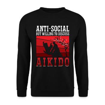 Aikido Anti-Social Mais Volontaire Combattant Samouraï - Sweat-shirt Unisexe - noir - Devant - Alina (178cm) & Michal (187cm)