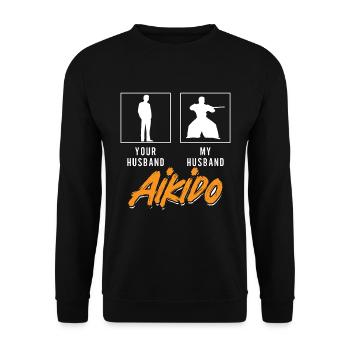 Aïkido Ton Mari Mon Mari Combattant Samouraï - Sweat-shirt Unisexe - noir - Devant - Alina (178cm) & Michal (187cm)