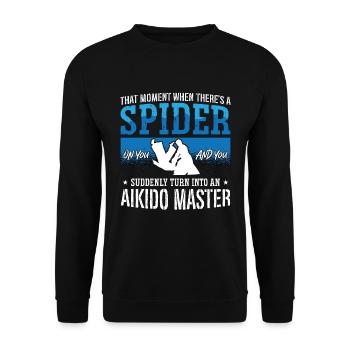 Aikido There's A Spider Fighter Martial Arts Fight - Unisex Pullover - Schwarz - Vorne - Alina (178cm) & Michal (187cm)