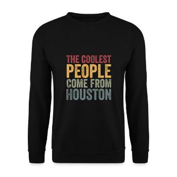 Coolest people come from Houston - Unisex Pullover - Schwarz - Vorne - Alina (178cm) & Michal (187cm)
