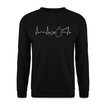 Kanu. Herz. Liebe. Ekg. Impuls. Schlagen. - Unisex Pullover - Schwarz - Vorne - Alina (178cm) & Michal (187cm)