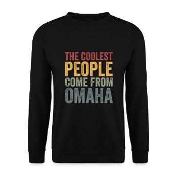 Coolest people come from Omaha - Unisex Pullover - Schwarz - Vorne - Alina (178cm) & Michal (187cm)