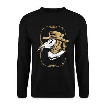 Okkulter mittelalterlicher Pestarzt - Unisex Pullover - Schwarz - Vorne - Alina (178cm) & Michal (187cm)