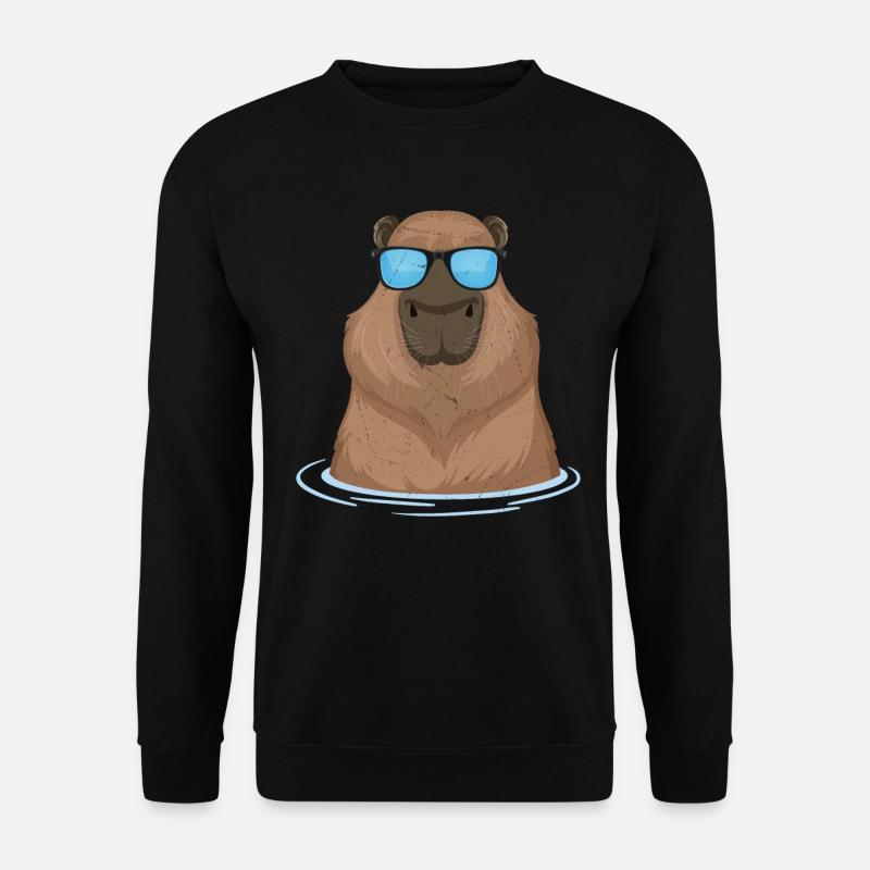 Cool Capybara Sonnenbrille Nagetier Capybaras - Unisex Pullover - Schwarz