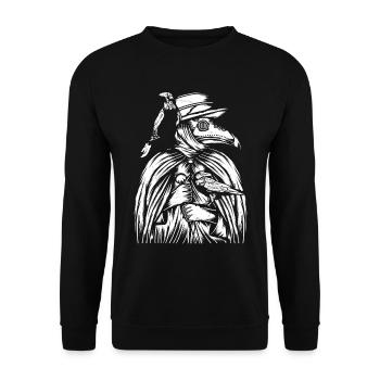 Rabe Okkulter Mittelalterlicher Pestarzt - Unisex Pullover - Schwarz - Vorne - Alina (178cm) & Michal (187cm)